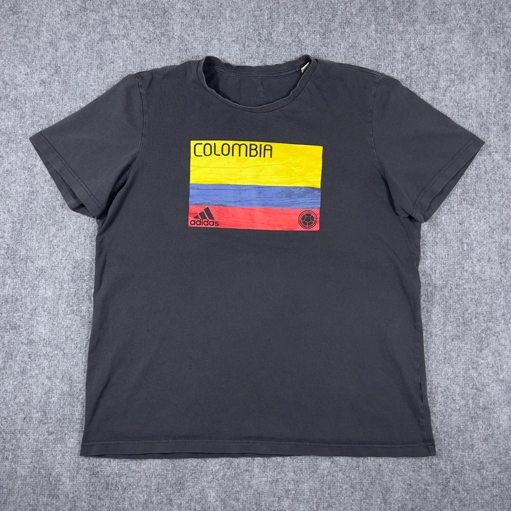 Adidas Colombia Soccer T-Shirt Mens XL Black Graphic Tee Short Sleeve